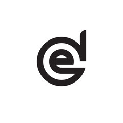 Initial letter de, ed, e inside d, linked line circle shape logo, monogram black color