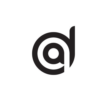 Initial letter da, ad, a inside d, linked line circle shape logo, monogram black color