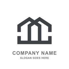 Real Estate House Architecture Building Geometric Logo Vector Icon