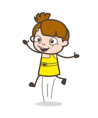 Kid Jumping in Excitement - Cute Cartoon Girl Vector