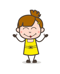 Smiling Kid Shy Face - Cute Cartoon Girl Vector