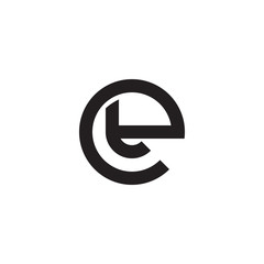 Initial letter et, te, t inside e, linked line circle shape logo, monogram black color