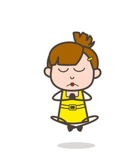 Doing Prayer - Cute Cartoon Girl Vector