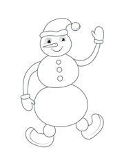 Contour snowman isolated object on white background