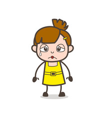 Emotional Kid Crying Face - Cute Cartoon Girl Vector