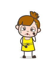 Sad Kid Crying Face - Cute Cartoon Girl Vector