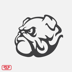 Bulldog. Icon isolated on background. Mascot, logo, sticker, print, tattoo. Vector illustration, eps 10.