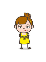 Careless Kid Face - Cute Cartoon Girl Vector