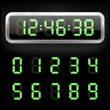 Digital alarm clock. Vector illustration.