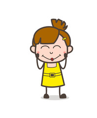 Smiling Kid Blushing Face - Cute Cartoon Girl Vector