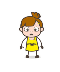 Frowning Face with Open Mouth - Cute Cartoon Girl Vector