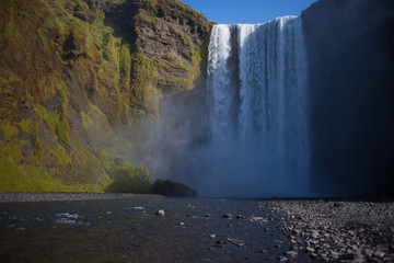 Skogafoss Waterfall. The big famous waterfall in southern Iceland