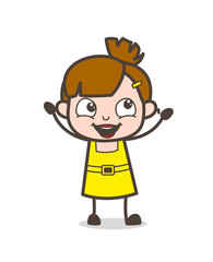 Cheerful Expression - Cute Cartoon Girl Vector