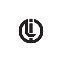 Initial letter il, li, linked line circle shape logo, monogram black color - obrazy, fototapety, plakaty