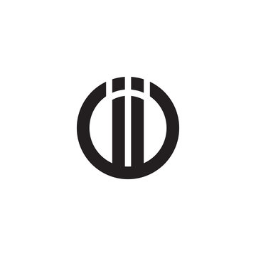Initial letter ii, linked line circle shape logo, monogram black color