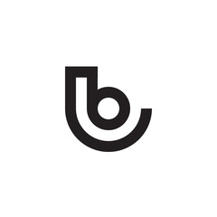 Initial letter lb, bl, b inside l, linked line circle shape logo, monogram black color