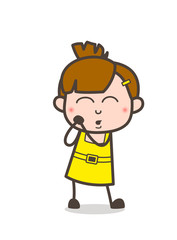 Lovely Blushing Expression - Cute Cartoon Girl Vector