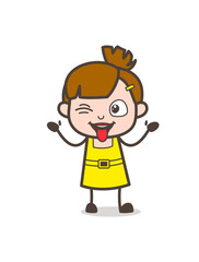 Naughty Kid Teasing Tongue - Cute Cartoon Girl Vector