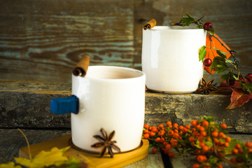 Autumnal concept with yellow leaves