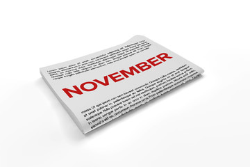 November on Newspaper background