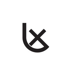 Initial letter lx, xl, x inside l, linked line circle shape logo, monogram black color