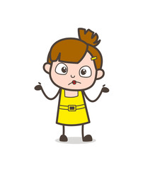 Unaware Expression - Cute Cartoon Girl Vector