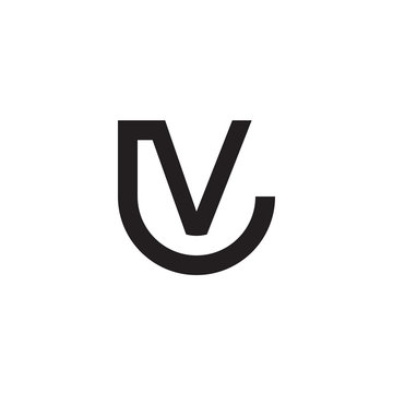 Initial letter , , vl, v inside l, linked line circle shape logo, monogram black color