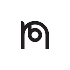 Initial letter nb, bn, b inside n, linked line circle shape logo, monogram black color