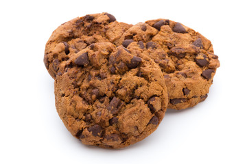 Chocolate Chip Cookie isolated on white background.