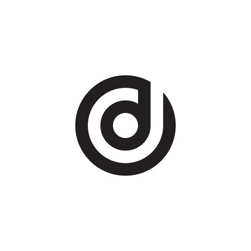 Initial letter od, do, d inside o, linked line circle shape logo, monogram black color