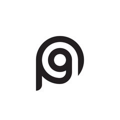 Initial letter pg, gp, g inside p, linked line circle shape logo, monogram black color

