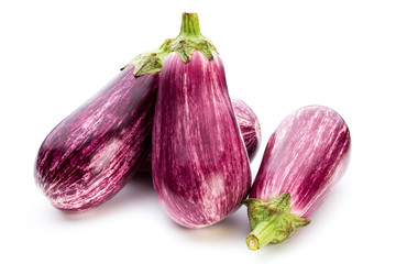 Fototapeta premium Fresh eggplants, aubergine on a white background.