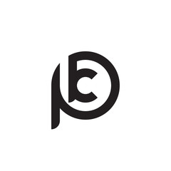 Initial letter pk, kp, k inside p, linked line circle shape logo, monogram black color

