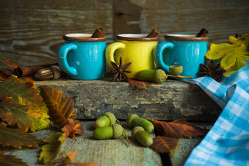 Autumnal concept with yellow leaves