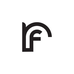 Initial letter rf, fr, f inside r, linked line circle shape logo, monogram black color

