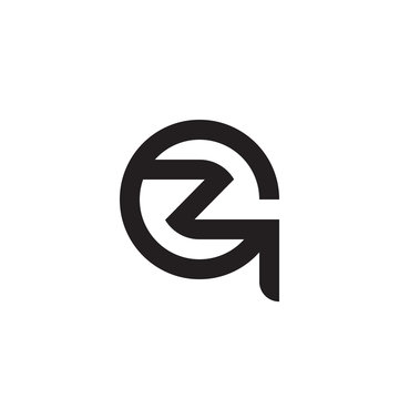 Initial letter qz, zq, z inside q, linked line circle shape logo, monogram black color

