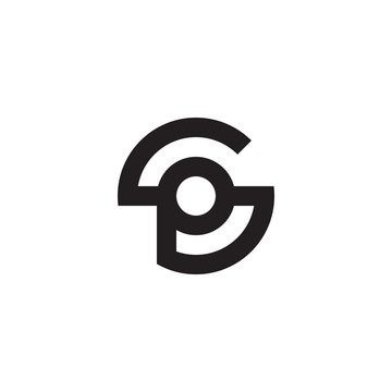 Initial letter sp, ps, p inside s, linked line circle shape logo, monogram black color

