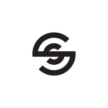 Initial letter ss, s inside s, linked line circle shape logo, monogram black color

