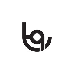 Initial letter tq, qt, q inside t, linked line circle shape logo, monogram black color

