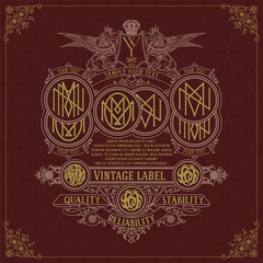 Old vintage card with griffin and floral ornament - vector