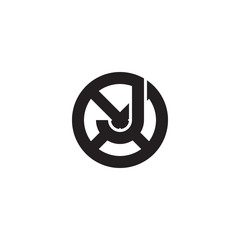 Initial letter xj, jx, j inside x, linked line circle shape logo, monogram black color