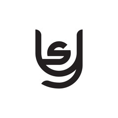 Initial letter ys, sy, s inside y, linked line circle shape logo, monogram black color