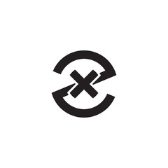Obraz premium Initial letter zx, xz, x inside z, linked line circle shape logo, monogram black color