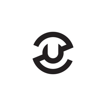 Initial letter zu, uz, u inside z, linked line circle shape logo, monogram black color