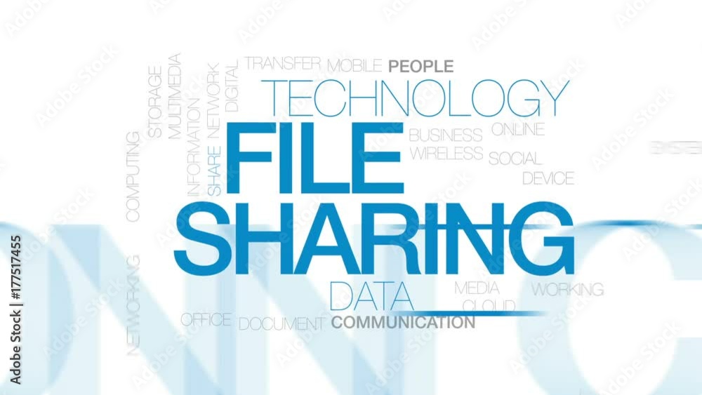 Poster file sharing animated word cloud, text design animation. kinetic typography.