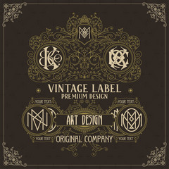 Old vintage card with griffin and floral ornament - vector