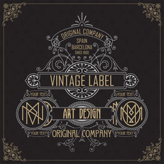 Old vintage card with griffin and floral ornament - vector