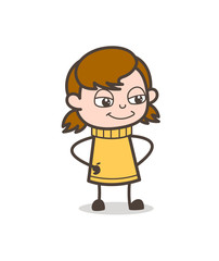 Innocent Smiling Face - Cute Cartoon Girl Illustration