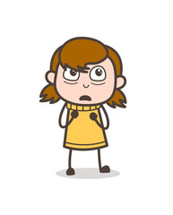 Scared Face Expression - Cute Cartoon Girl Illustration