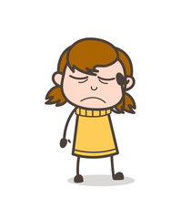 Upset Face Expression - Cute Cartoon Girl Illustration